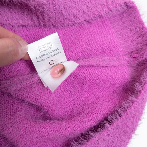 John + Jenn Clarke Polo Knit Sweater Fuzzy Petal Pink Boxy Cropped - Picture 13 of 15
